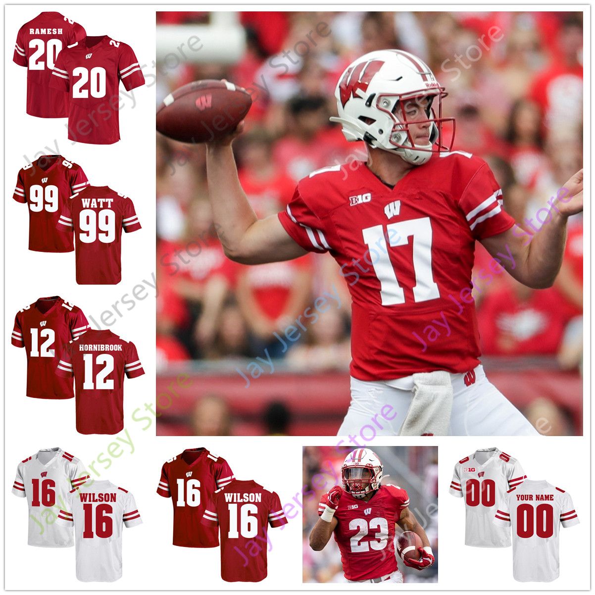 2020 Custom Wisconsin Badgers Football Jersey College Andrew Van Ginkel