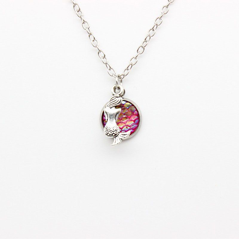 Cool Summer Retro Alloy Bohemian 2019 New Fashion Multicolor Mermaid Necklace Fish Scales Symphony Flat Diamond Pendant Jewelry Gi