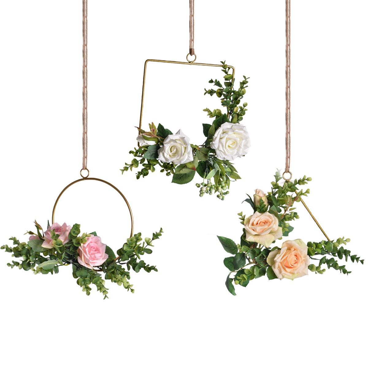 Download 2019 Floral Hoop Wreath Set Of 3 Artificial Rose Flower ...