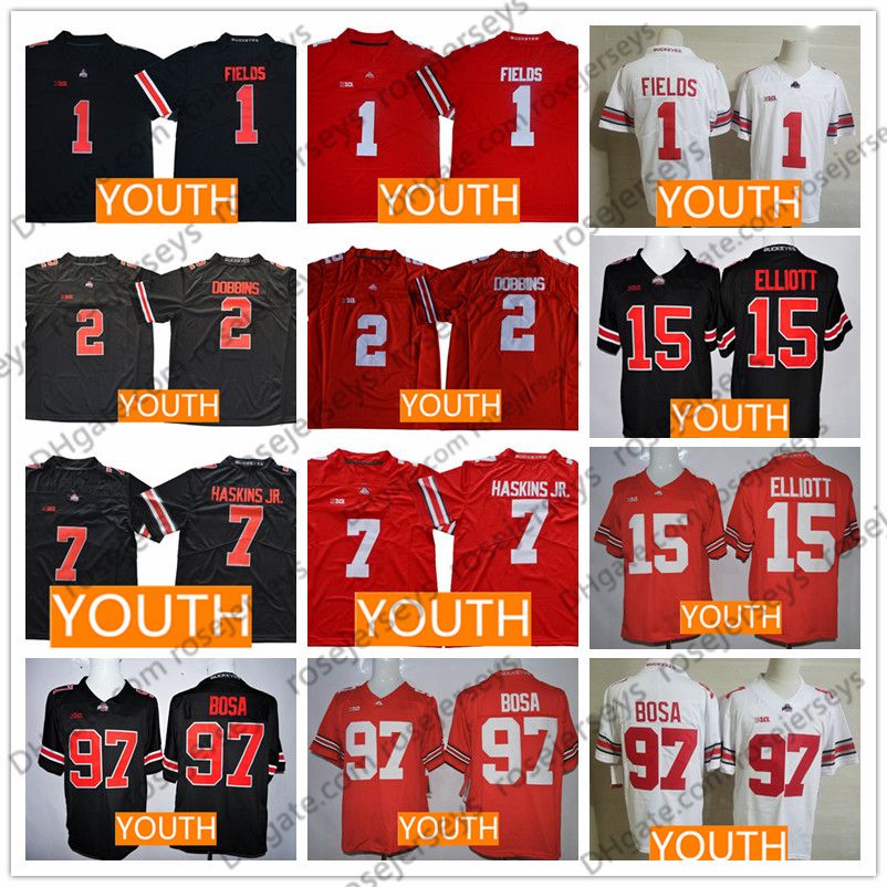 2019 Youth Ohio State Buckeyes #1 Justin Fields #7 Haskins #2 Dobbins #97 Bosa #15 Elliott Red ...