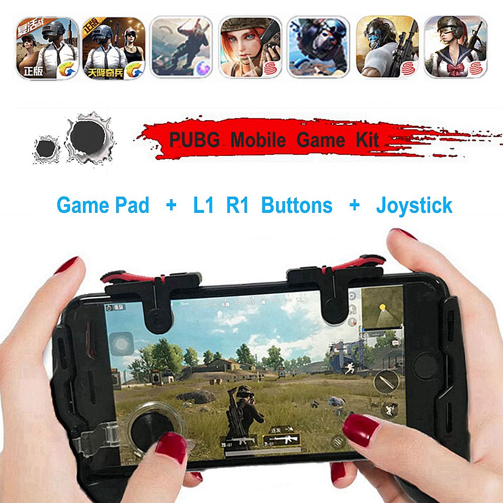 4 in 1 PUBG Moible Controller Gamepad Free Fire L1 R1 Triggers PUGB Mobile  Game Pad Grip L1R1 Joystick for iPhone Android Phone - 