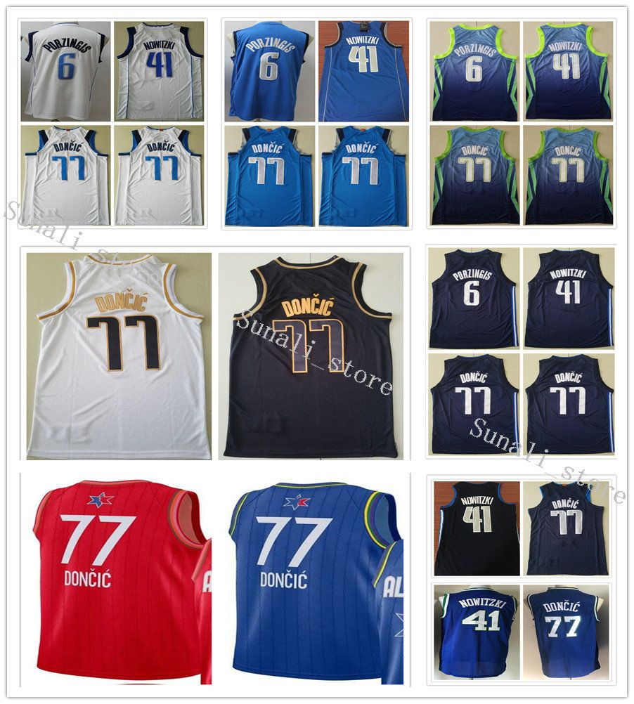 2020 Stitched Luka 77 Doncic Jersey Navy Blue White Black ...