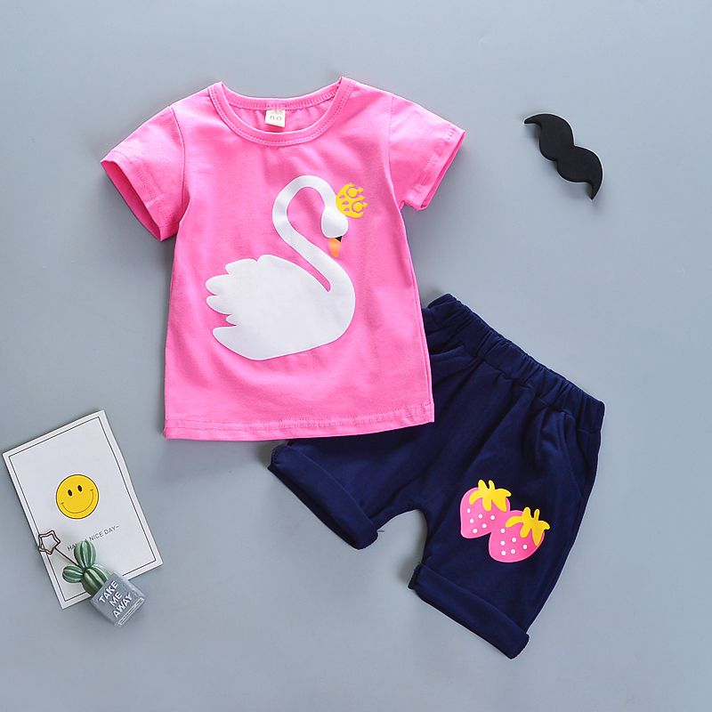 Sommer mädchen kleidung set kinder cartoon casual 2 stücke outfits baumwolle t shirt shorts trainingsanzug sport anzug gesetzt Sommer mädchen kleidung set kinder cartoon casual 2 stücke outfits baumwolle t shirt shorts trainingsanzug sport anzug gesetzt