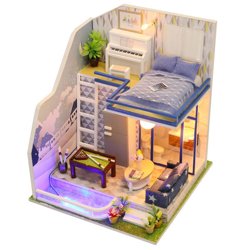 Diy Miniature Dollhouse Furnitures Assemble House Toys 3d Wooden Mini Puzzles Kits For Children Birthday Gift