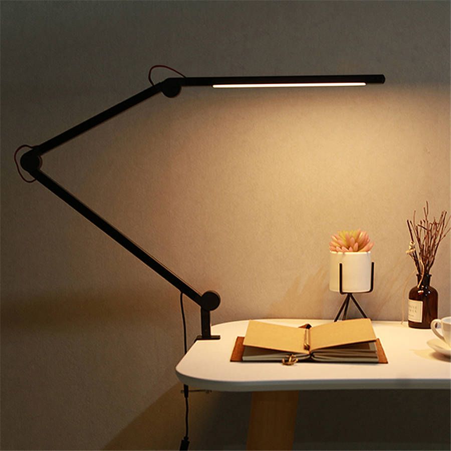 Modern Long Arm Clip Desk Lamp For Study Office Bedroom College Dorm Led Table Protect Eyes Fashion Reading Light