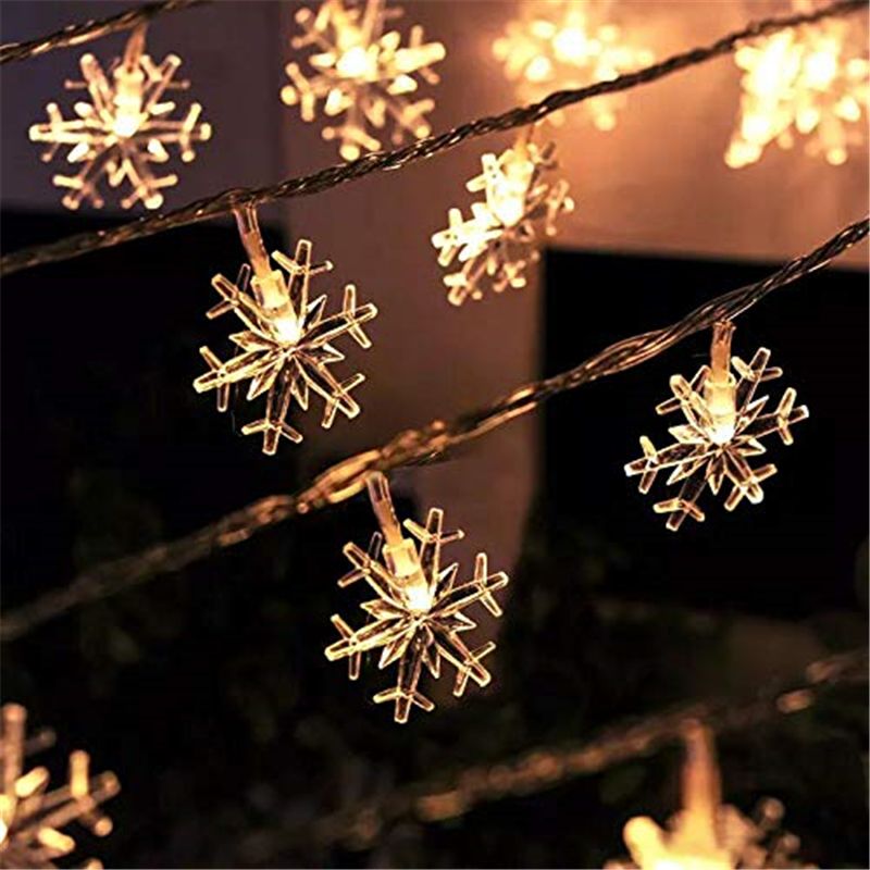 Snowflake Led Fairy Lights String 3m 6m 10m Holiday Snowflake Led Fairy Lights String 3m 6m 10m Holiday Lighting Battery Operated For Indoor Outdoor Decorations
