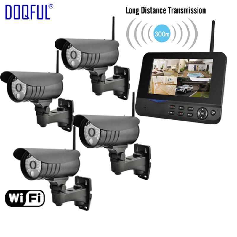 7 Lcd Monitor Home Security System Wireless Quad Sd Record Cctv Dvr Pir Alarm Guard 4ch Digital Surveillance Kit Diy