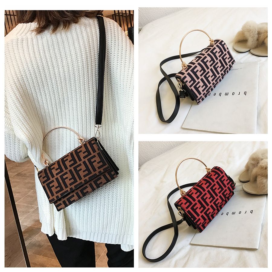 F Letter Handbag Women Protable One Shoulder Bag Zipper Messenger