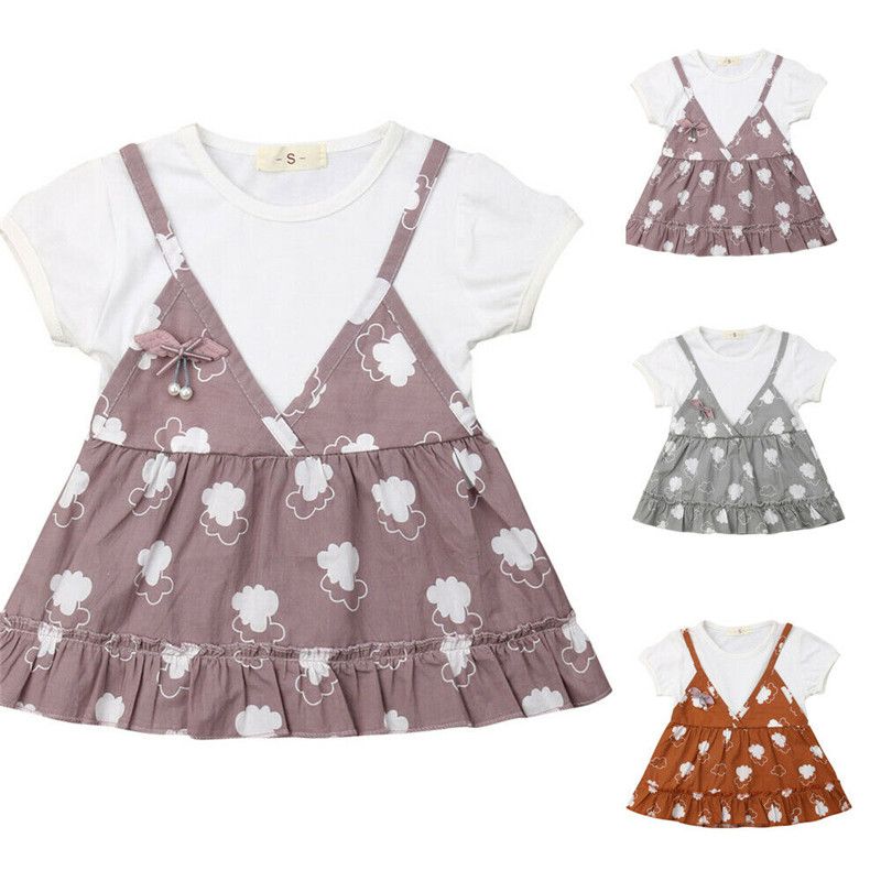 Summer Kids Baby Girls Clothes Dress Princess Girl Clothing Patchwork Sundresses Clouds Printed Swing Dress Girl A Line 6m 4y