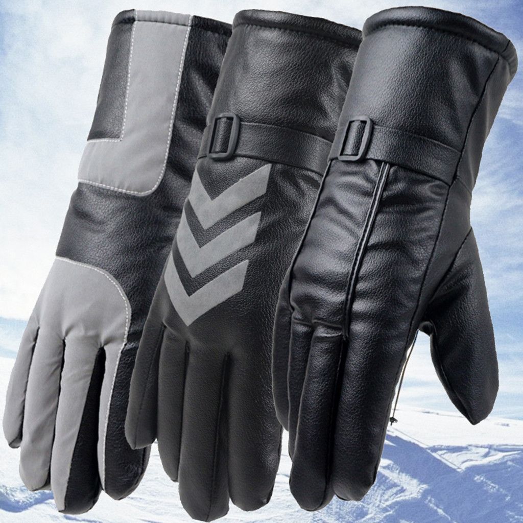Men Women Waterproof Winter Touch Screen Fleece Lined Thermal Ski Gloves Mittens