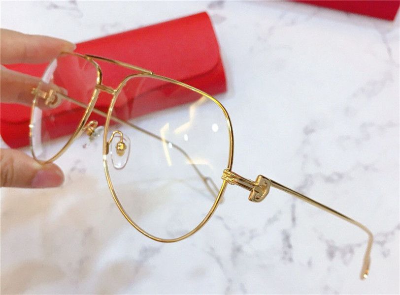 2021 New Designer Optical Glasses Frame Big Pilot Gold Plated Vintage