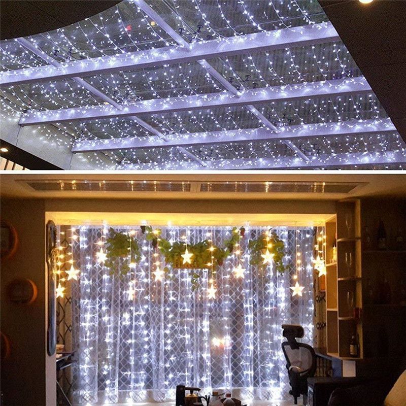LED Window Curtain Lights 144 LEDs Curtain Icicle String Lights For