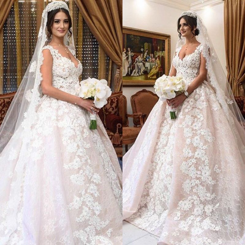 Red Black Lace Ball Gown Wedding Dresses