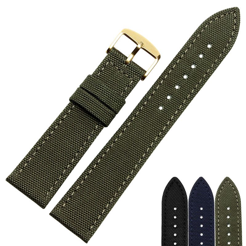 High Quality Nylon Watch Strap 18mm 20mm 22mm 24mm Canvas Strap Leather With Stainless Steel
