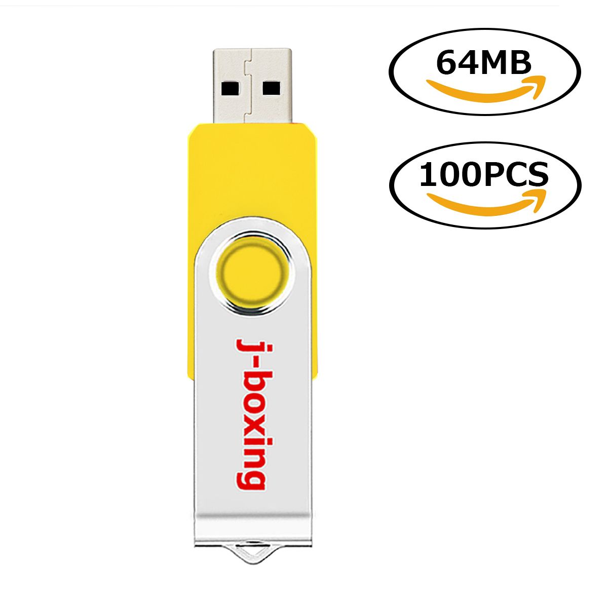 Yellow Bulk 64MB USB Flash Drives Swivel USB 2.0 Pen Drives Metal