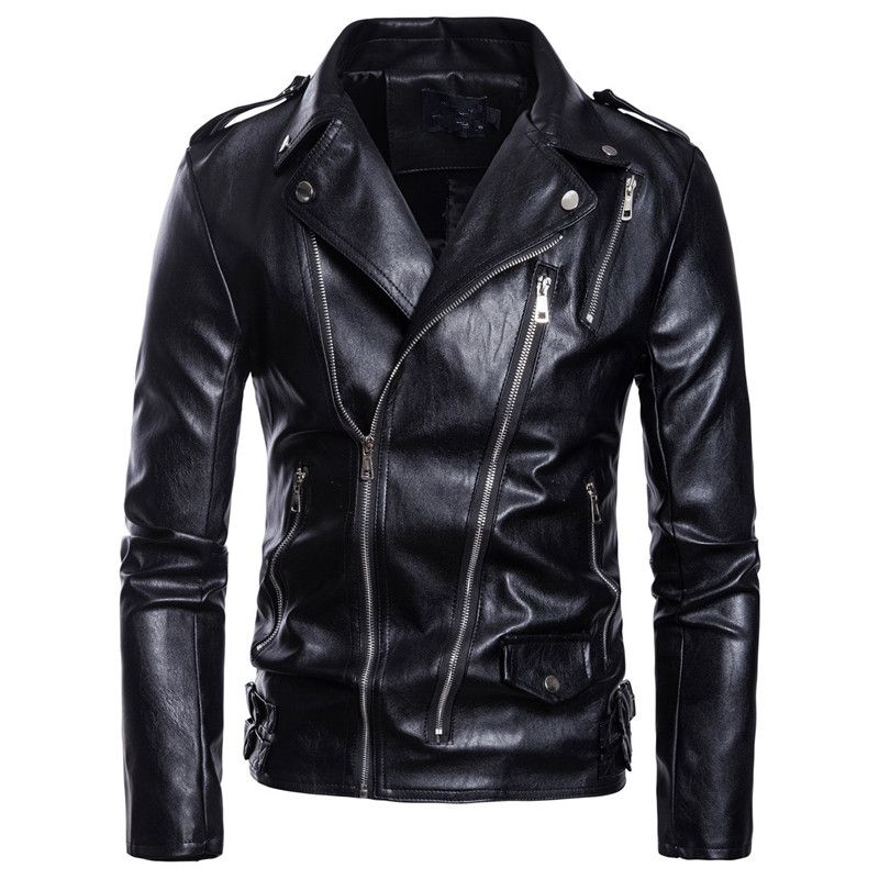 2019 New Men S Coat Winter Motorcycle Leather Jacket Personality Slim Zipper Decoration Plus Size Singer Costumes