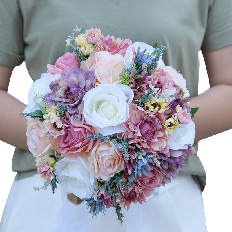 2019 European Royal Bridal Wedding Bouquet Artificial Silk Flowers