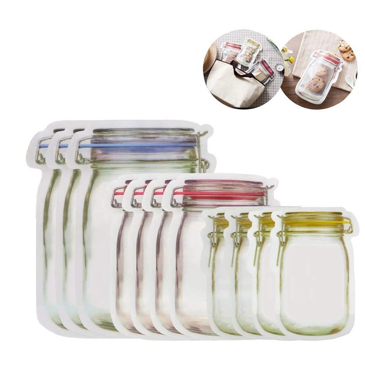 Compre Ziplock Bolsas De Almacenamiento De Alimentos Mason Jar Forma