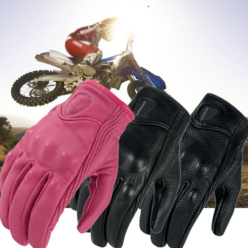 Motorcycle Gloves Real Leather Full Finger Motocross Retro Gloves Women