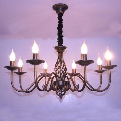 Vintage Wrought Iron Chandelier E14 Candle Light Lamp Black White Vintage Wrought Iron Chandelier E14 Candle Light Lamp Black White Metal Lighting Fixture Large Pendant Contemporary From Jess234
