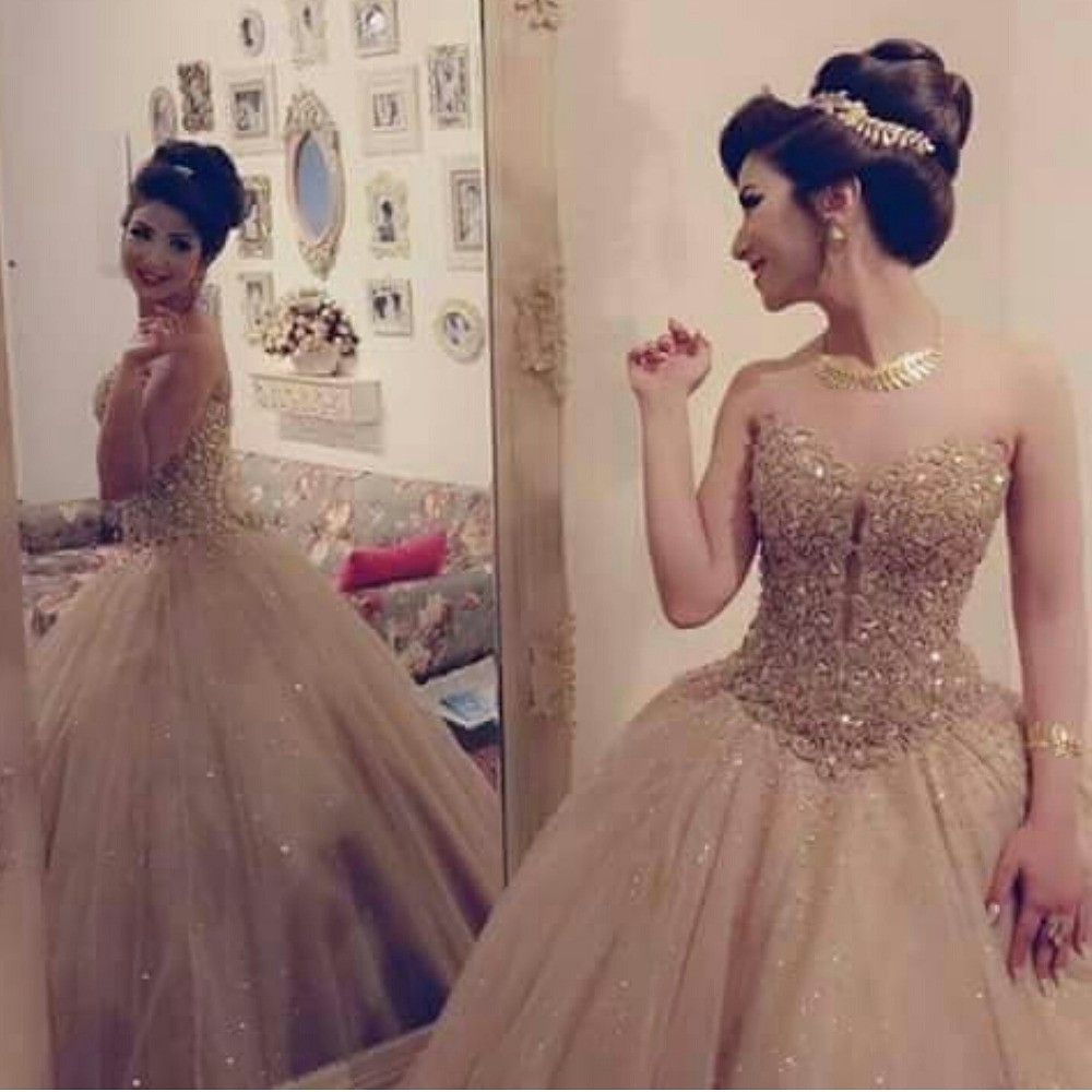 bling gold sequins ball gown junior quinceanera dresses sweetheart arabic  long prom party gowns elegant evening dresses new bridal gown