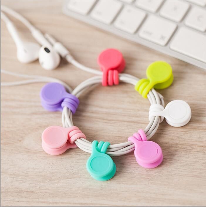 Management Silicone Earphone Headphone Cord Winder USB Cable Holder