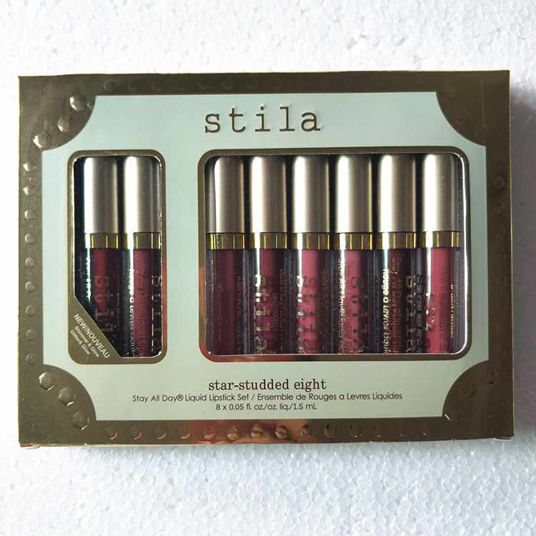 Stila 8 Colors Star Studded Eight Liquid Listick Set Shimmer Matte Lip Gloss Lipgloss Long Lasting Rouge A Levre Dhl Free Shipping