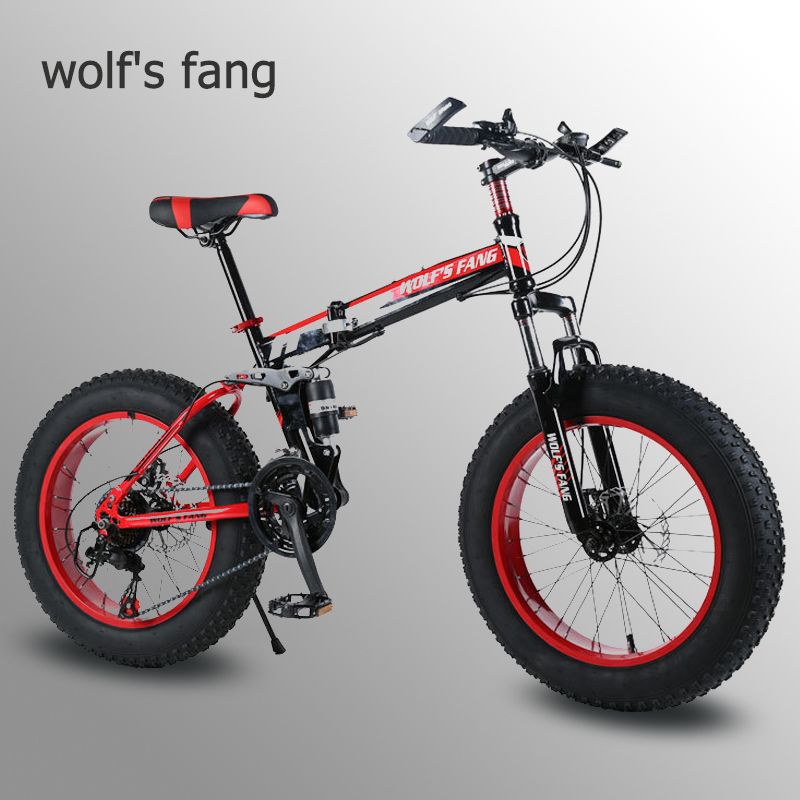 Wolf'S Fang Bicycle Fat Bike 21 Speed Folding Mountain Bikes Tire Bikes 20 X4.0 Inch Women'S 