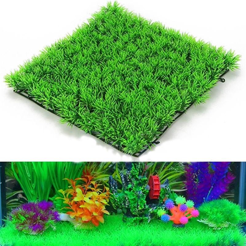 New Fish Tank Square Artificial Grass Lawn Aquarium Fake Grass Mat