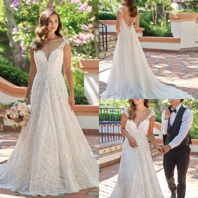 Discount Jasmine Country Wedding Dresses Lace Appliqued 2019 Sweep