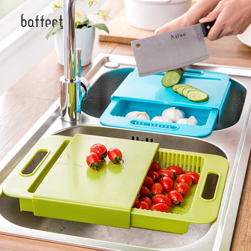 Multifunction Kitchen Sink Plate Chopping Board Small Plastic Fruit Cutting Sticky Knife Draining Rack Washing Racks Sh190918