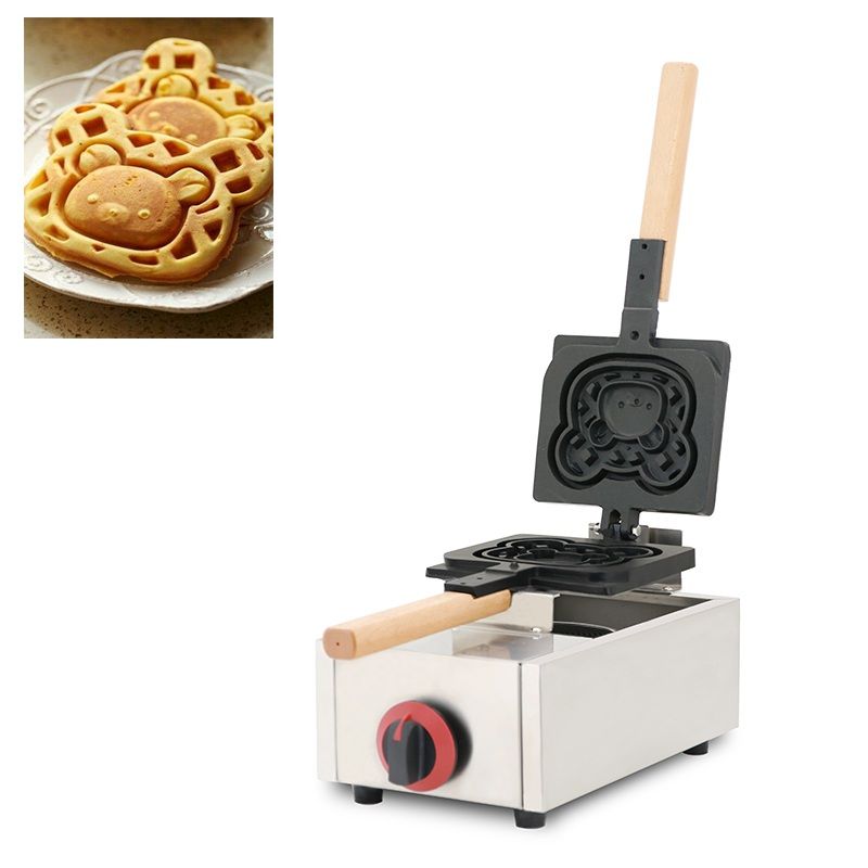 Commercial Use Nonstick Gas Bear Waffle Maker LPG Gas Cartoon Waffle Machine Iron Baker Making