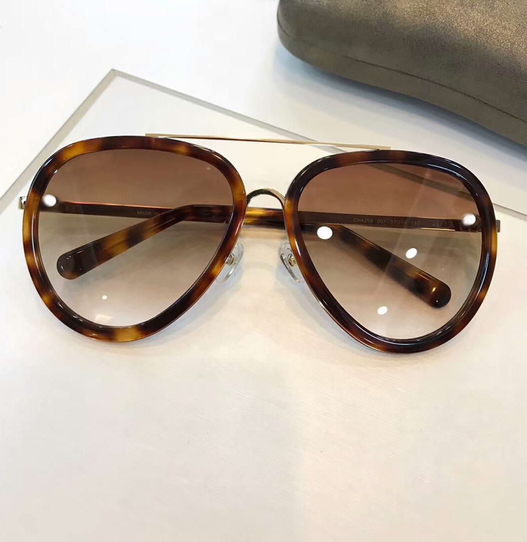 4296 Havana Frame Pilot Sunglasses Brown Shaded Lens 57mm Women Luxury ...