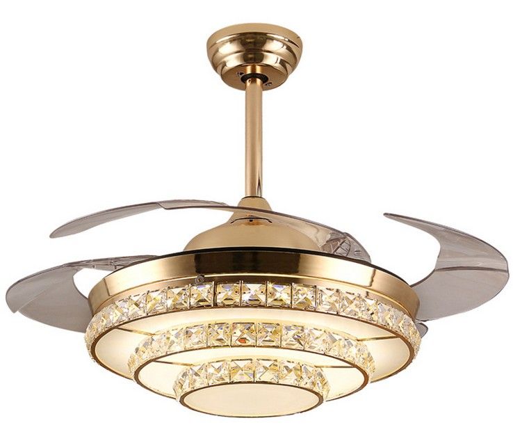 2019 Crystal Led Ceiling Fan Lamp 42 Inch Invisible Ceiling Fan