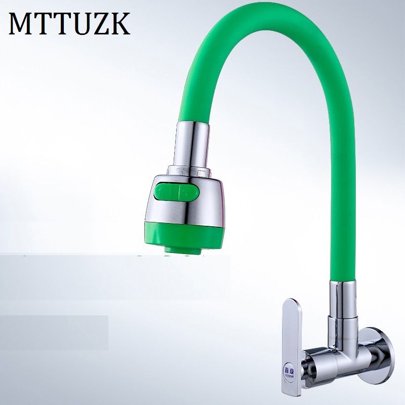 2019 Mttuzk Solid Brass Kitchen Faucet Silica Gel Any Direction 2019 Mttuzk Solid Brass Kitchen Faucet Silica Gel Any Direction Rotating Single Cold Water Tap Multi Color In Wall Universal Faucets From Homesets