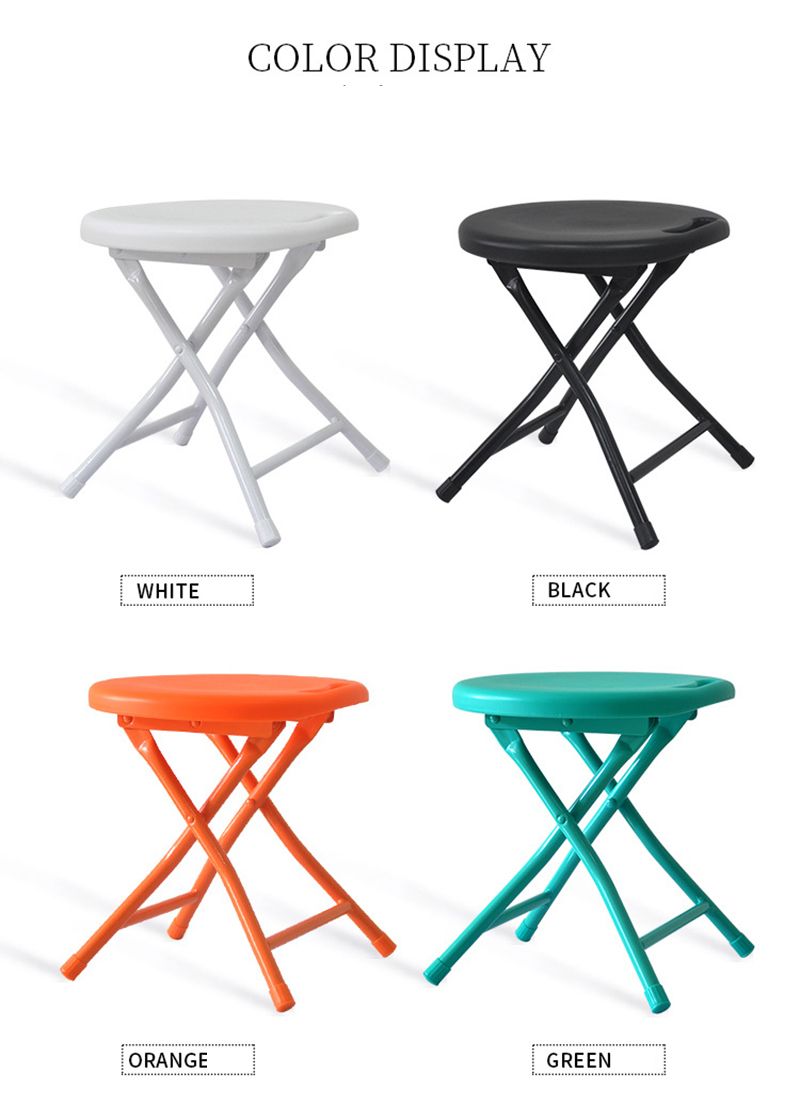 Folding Stool Small Plastic Sitting Metal Space Saving Furniture Lightweight Portable Round Step Fishin
