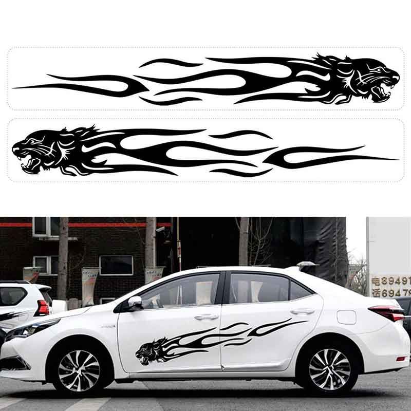 2020 Cheetah Head Car Sticker Flame Element Creative Decoration Decals ...