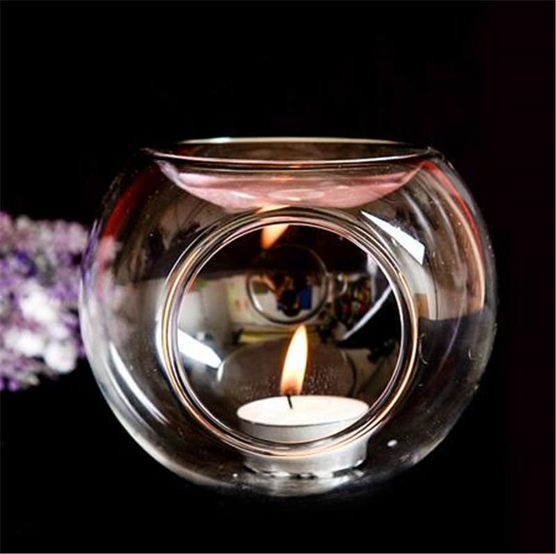 3 Size Crystal Glass Candle Holder Home Essential Fragrance Oil Heating