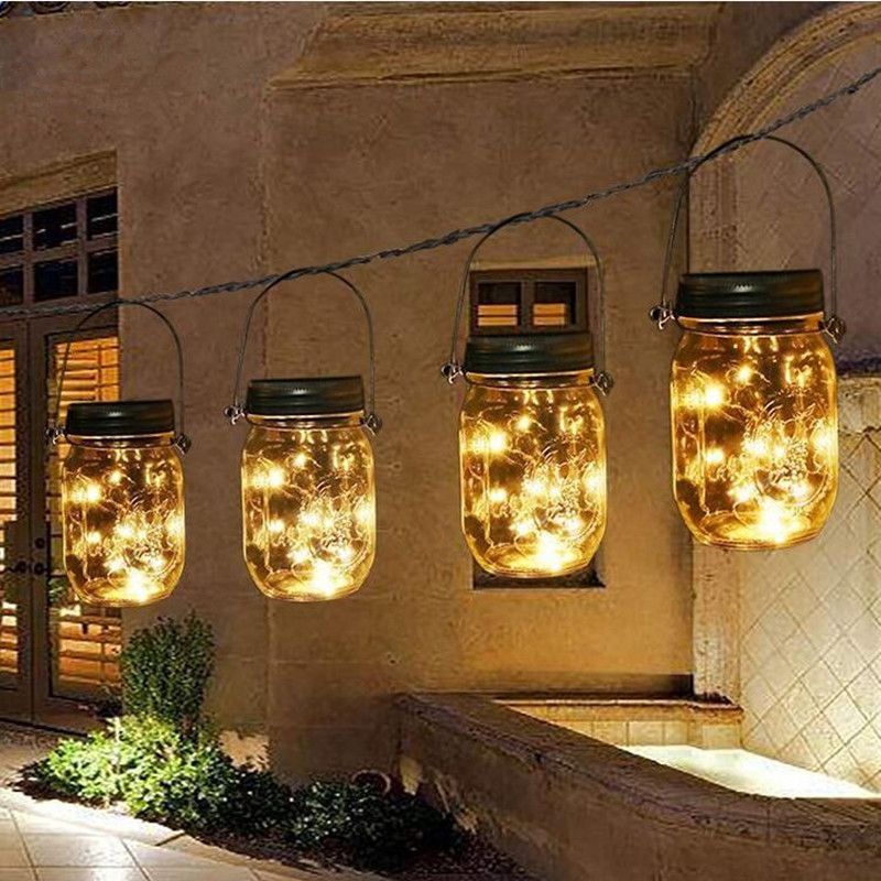 Mason Jar Solar Lanterns Lights 20 Leds Starry Star Fairy Firefly For Outdoor Patio Garden Yard Wedding Table Decor