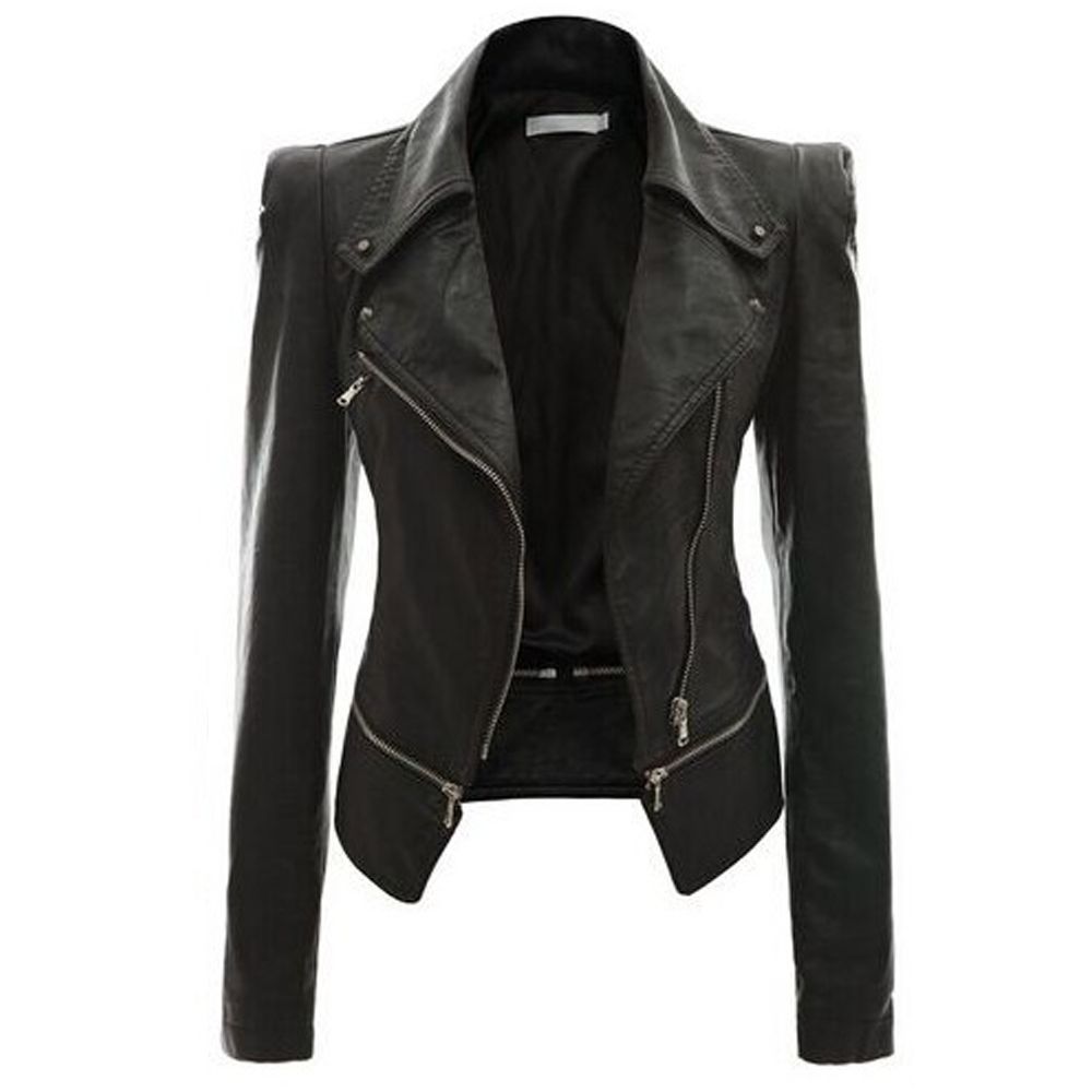 Punk Plus Size Pu Leather Jackets Black Motorcycle Coat Slim Winter Faux Biker Jacket Soft Female Outwear 2019