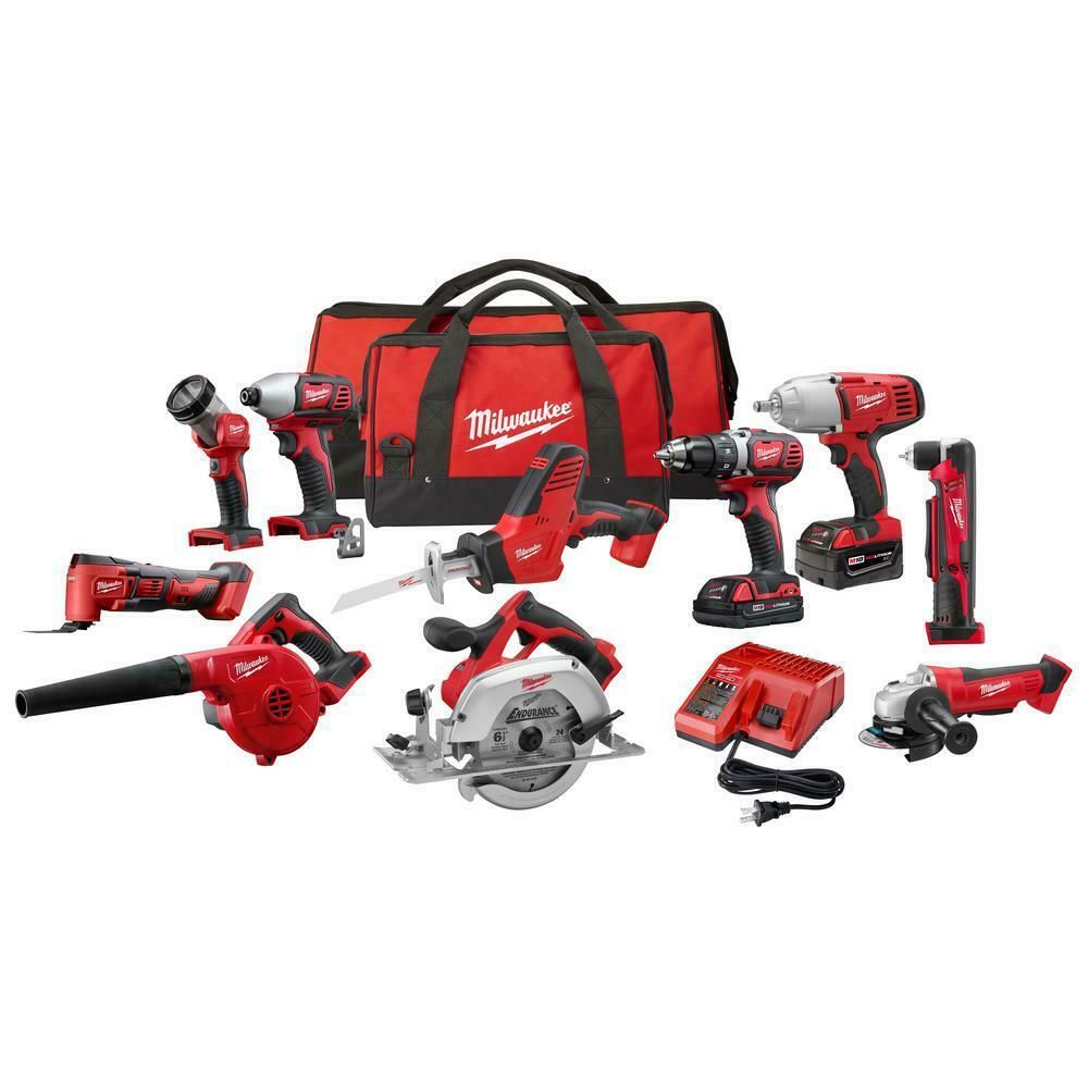 2020 Cordless Power Tool Set Kit 10 Tool 2 Batteries Charger 2 Bags M18