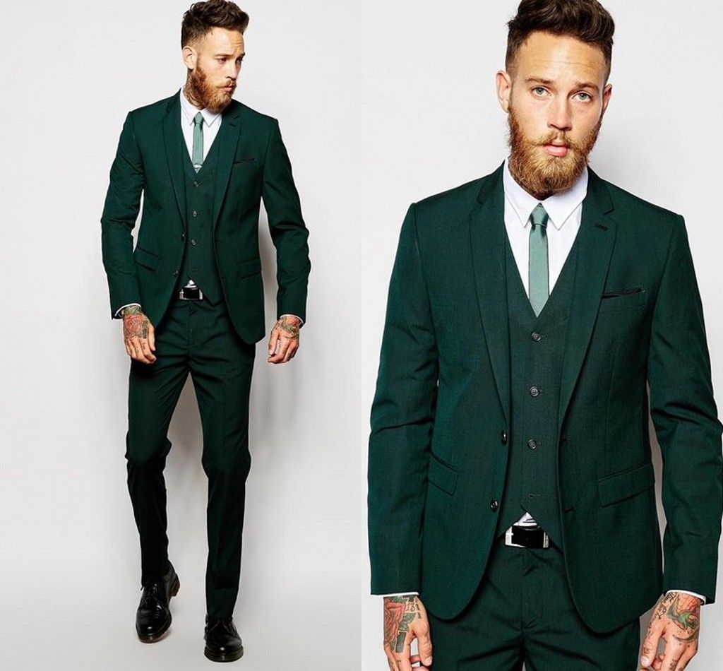 Dark Green Wedding Tuxedos Groom Suit Wedding Suits For