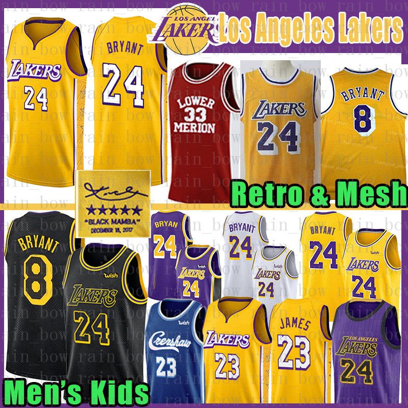 2020 Los Angeles Lakers Basketball Jersey LeBron 23 6 James Mens Youth