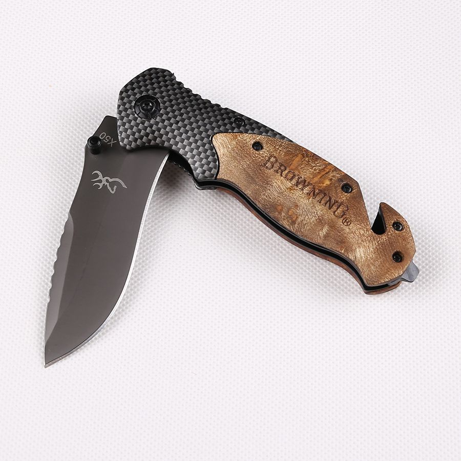 Wholesale Browning X50 Folding Pocket Knife Carbon Pattern + Wood