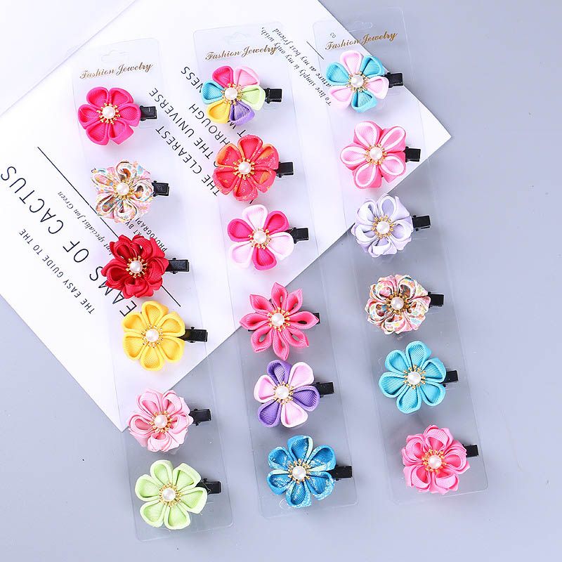 New Handwork Floral Hair Clips Pearl Flower Kids Barrettes Boutique