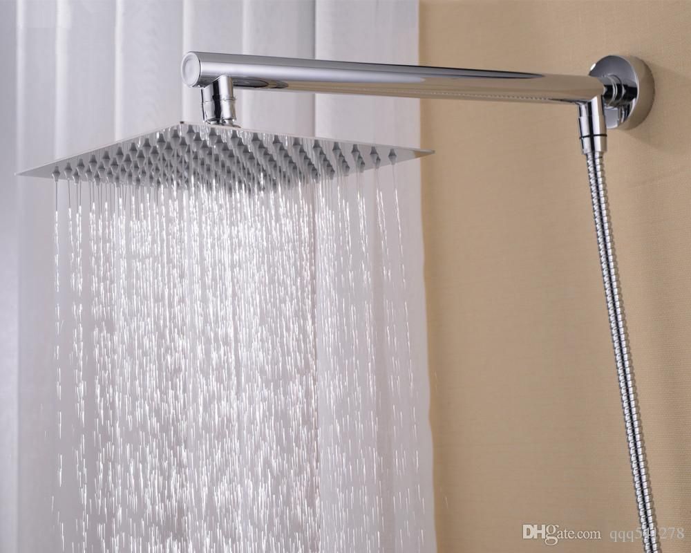 Regendusche Set Für Badezimmer Wandmontierter Messingarm Quadratischer 8 Duschkopf Aus Edelstahl 150 Cm Brauseschlauch