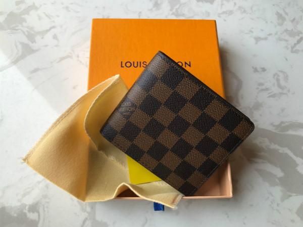 189 LOUIS VUITTON Paris Plaid Style Designer Mens Wallet Famous Men Luxury Purse Special Canvas ...