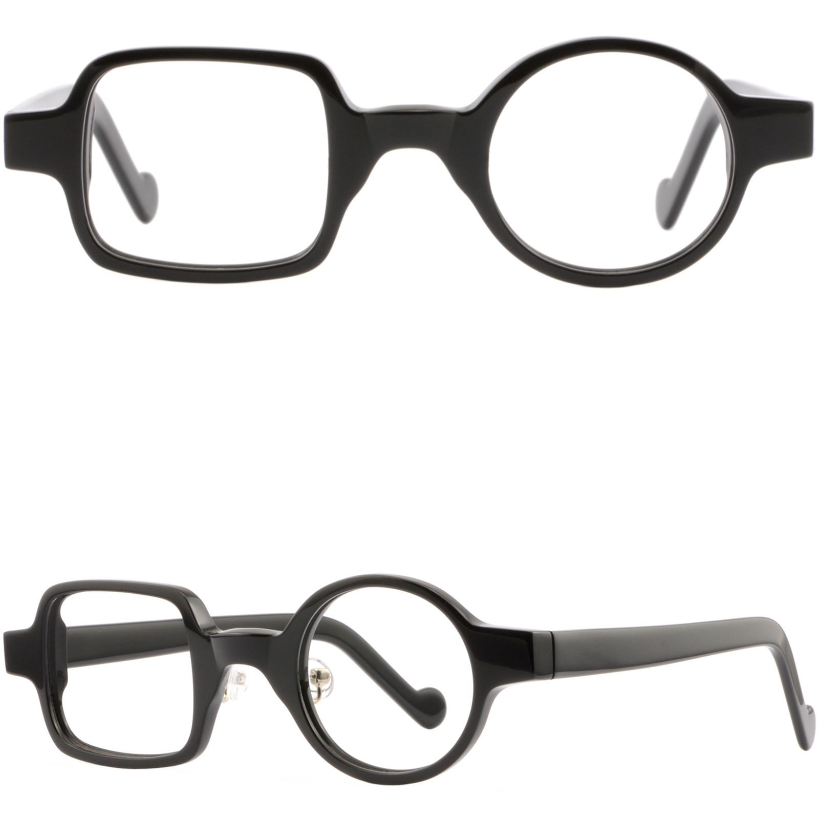 Small Narrow Glasses Frame Unconventional Asymmetrical Round & Square