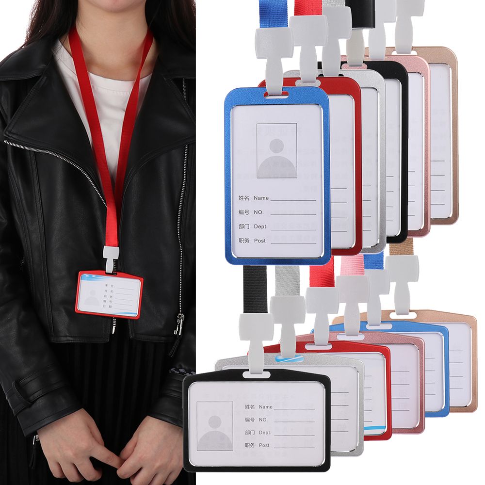 2020 Work Card Holders With Rope Aluminium Alloy Card Holder Employee