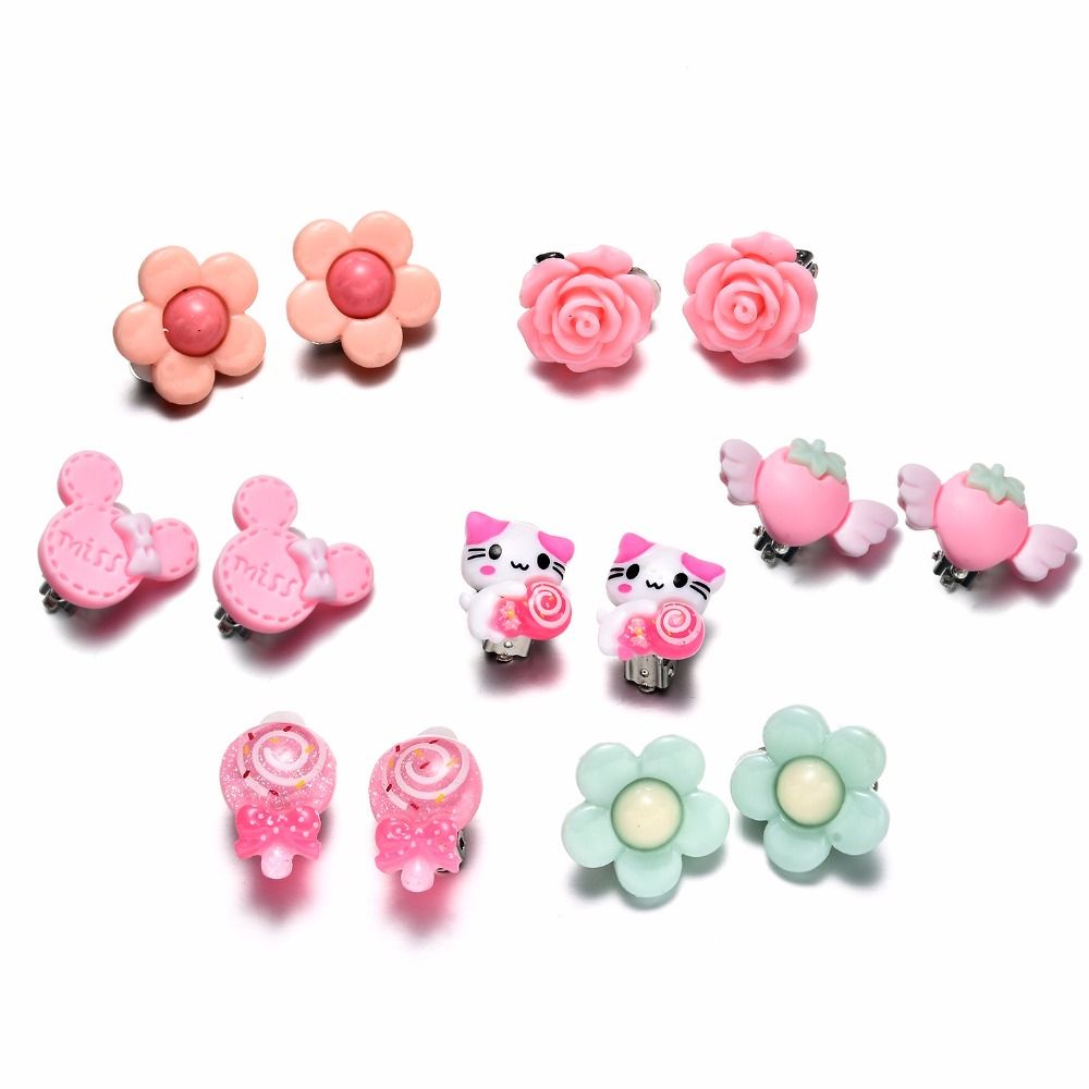 2019 Kids Toddler Little Girls Clip On Earrings Value Set Birthday